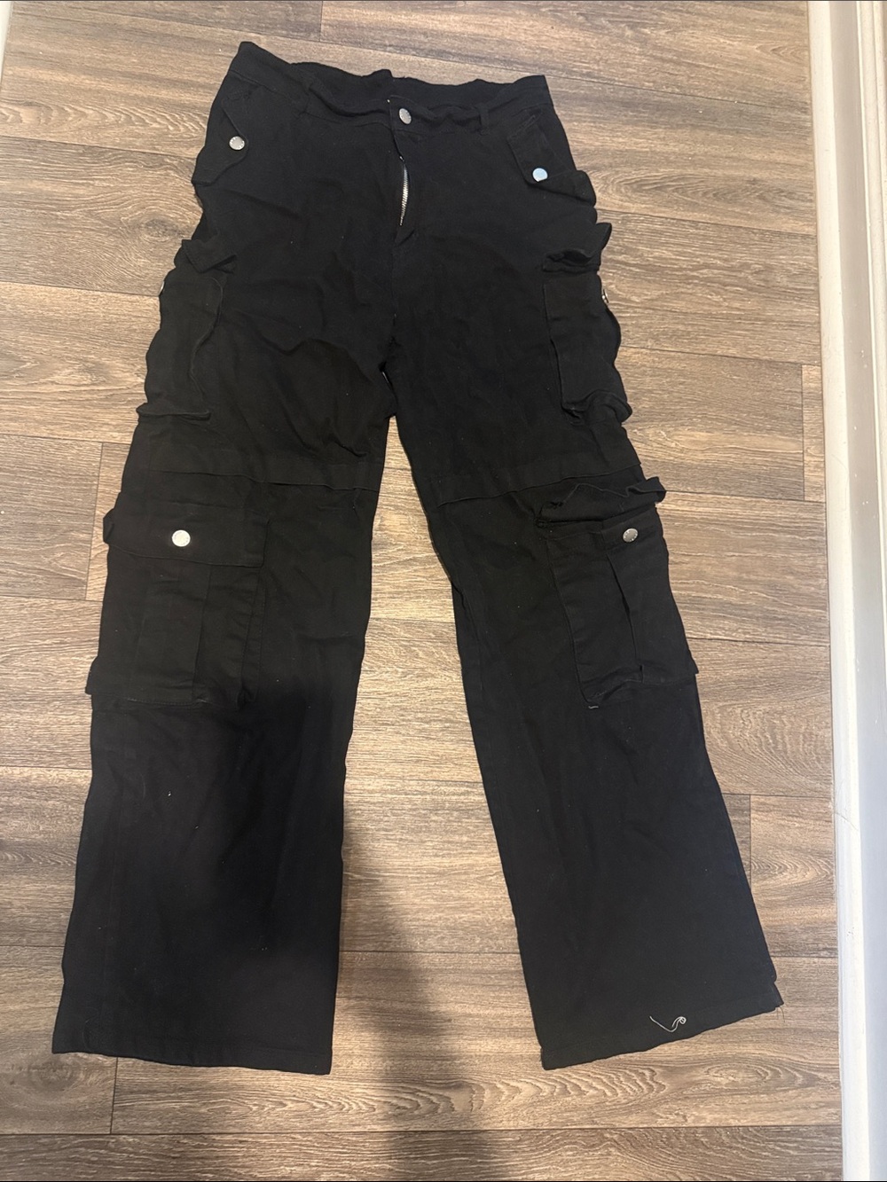 Fashion Nova Black Cargo Pants with Flap Pockets